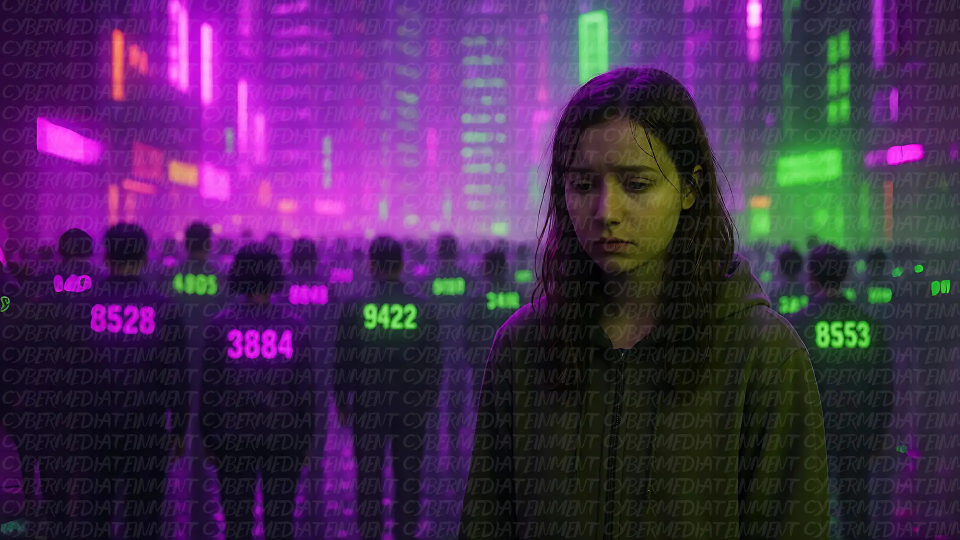 Social media — Platform Society — neon-cyber illustration of the invisible architecture of digital power (FollowTheAlgorithm)